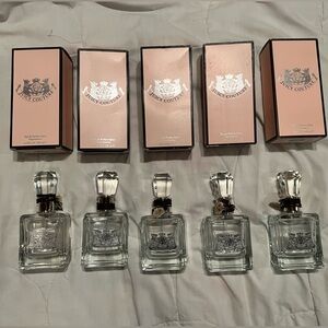5 empty Juicy Couture Women's Perfume bottles and original boxes